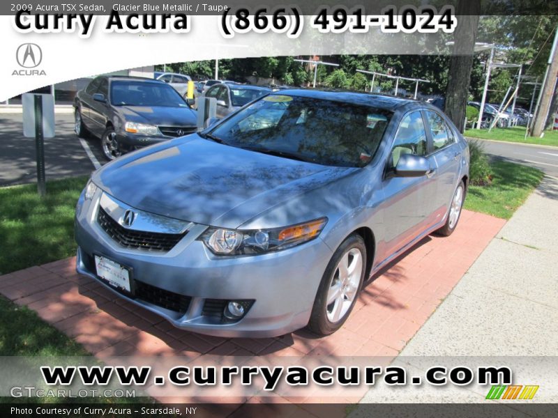 Glacier Blue Metallic / Taupe 2009 Acura TSX Sedan