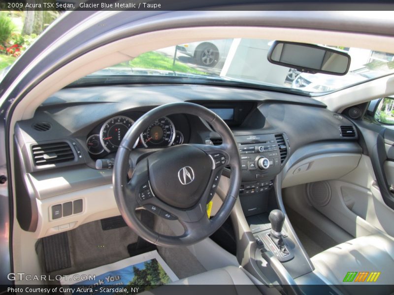 Glacier Blue Metallic / Taupe 2009 Acura TSX Sedan