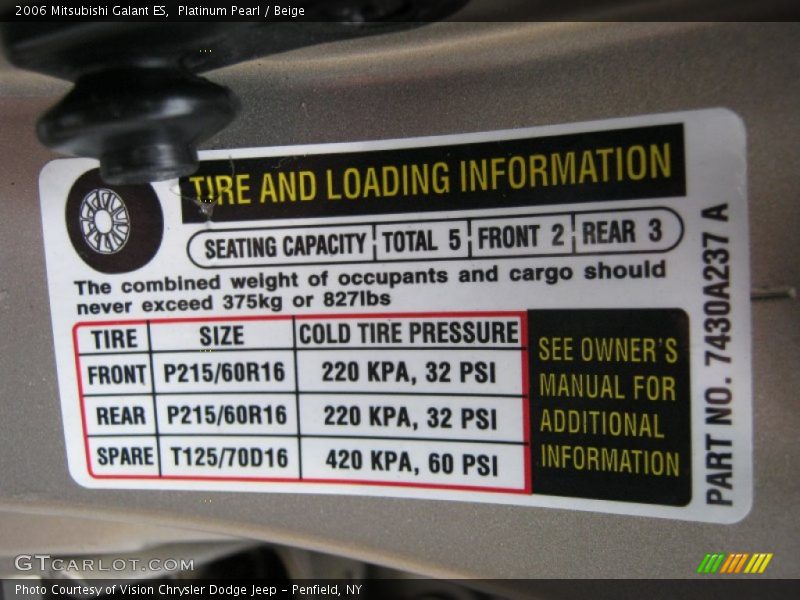 Platinum Pearl / Beige 2006 Mitsubishi Galant ES