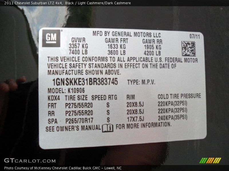 Black / Light Cashmere/Dark Cashmere 2011 Chevrolet Suburban LTZ 4x4