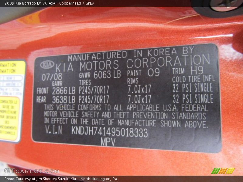 Copperhead / Gray 2009 Kia Borrego LX V6 4x4