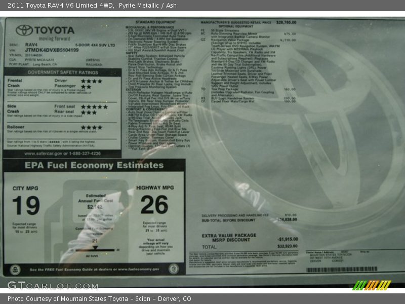 Pyrite Metallic / Ash 2011 Toyota RAV4 V6 Limited 4WD