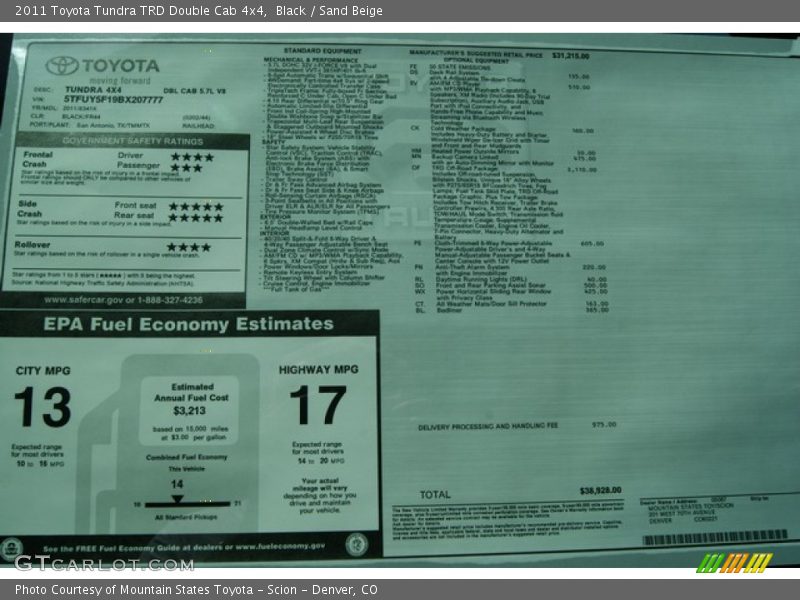 Black / Sand Beige 2011 Toyota Tundra TRD Double Cab 4x4