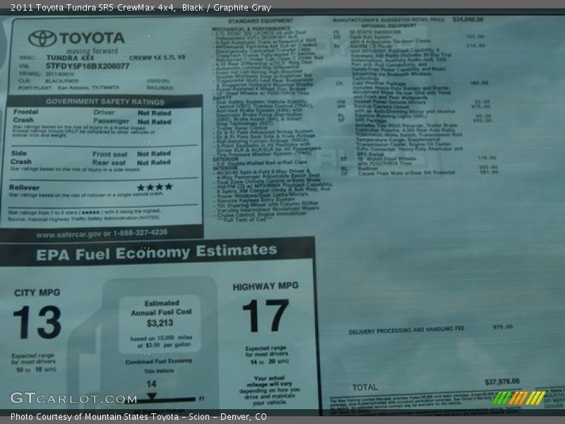 Black / Graphite Gray 2011 Toyota Tundra SR5 CrewMax 4x4