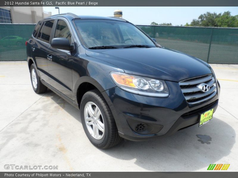 Pacific Blue Pearl / Beige 2012 Hyundai Santa Fe GLS