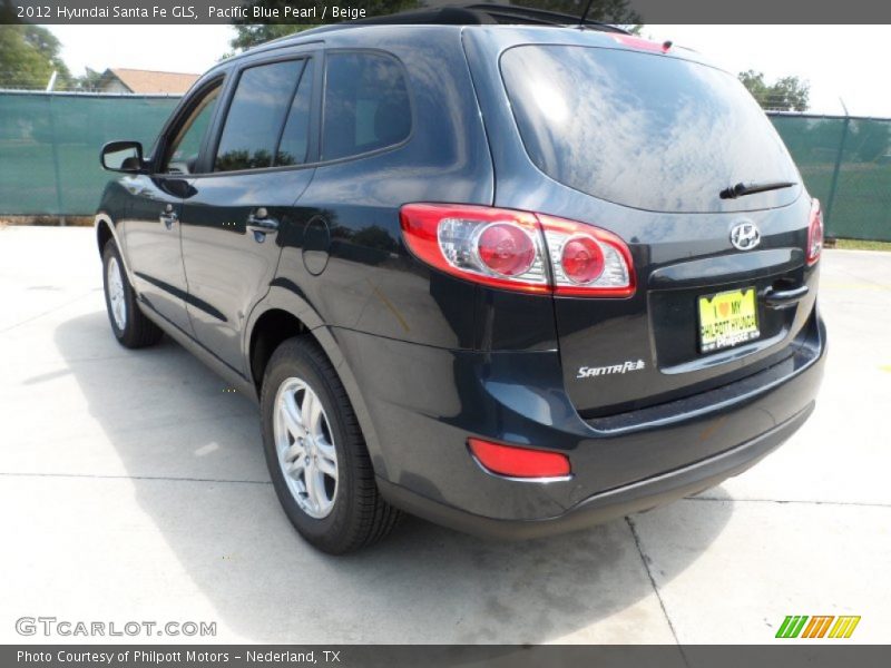 Pacific Blue Pearl / Beige 2012 Hyundai Santa Fe GLS