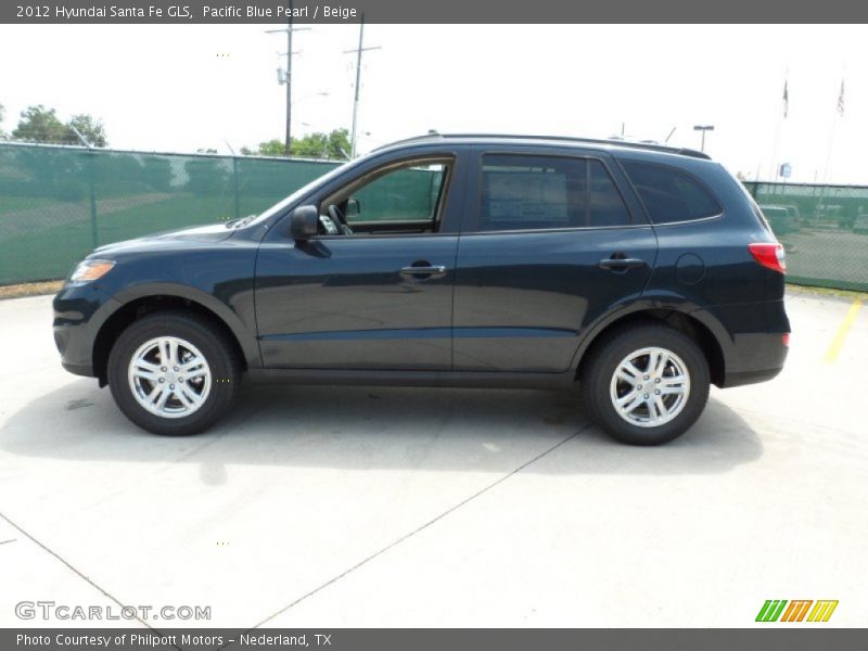Pacific Blue Pearl / Beige 2012 Hyundai Santa Fe GLS