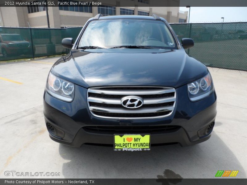 Pacific Blue Pearl / Beige 2012 Hyundai Santa Fe GLS