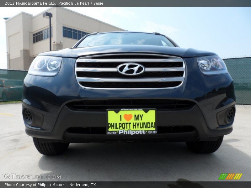 Pacific Blue Pearl / Beige 2012 Hyundai Santa Fe GLS