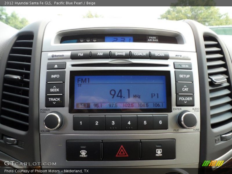 Pacific Blue Pearl / Beige 2012 Hyundai Santa Fe GLS