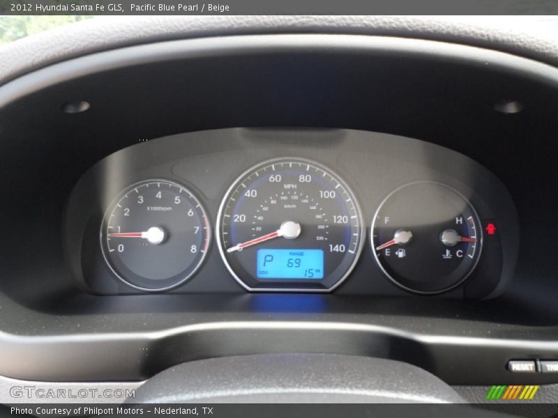 Pacific Blue Pearl / Beige 2012 Hyundai Santa Fe GLS