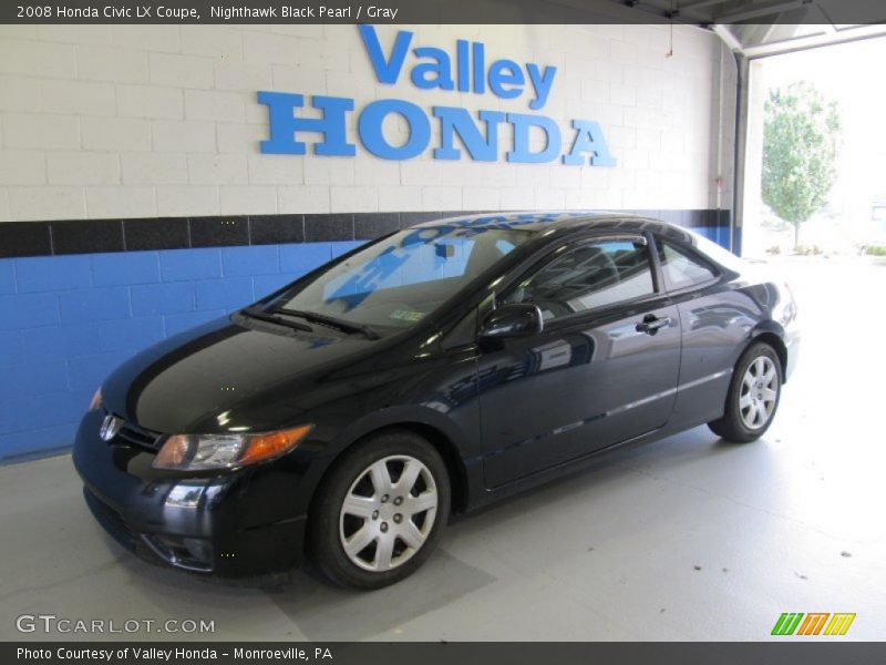 Nighthawk Black Pearl / Gray 2008 Honda Civic LX Coupe