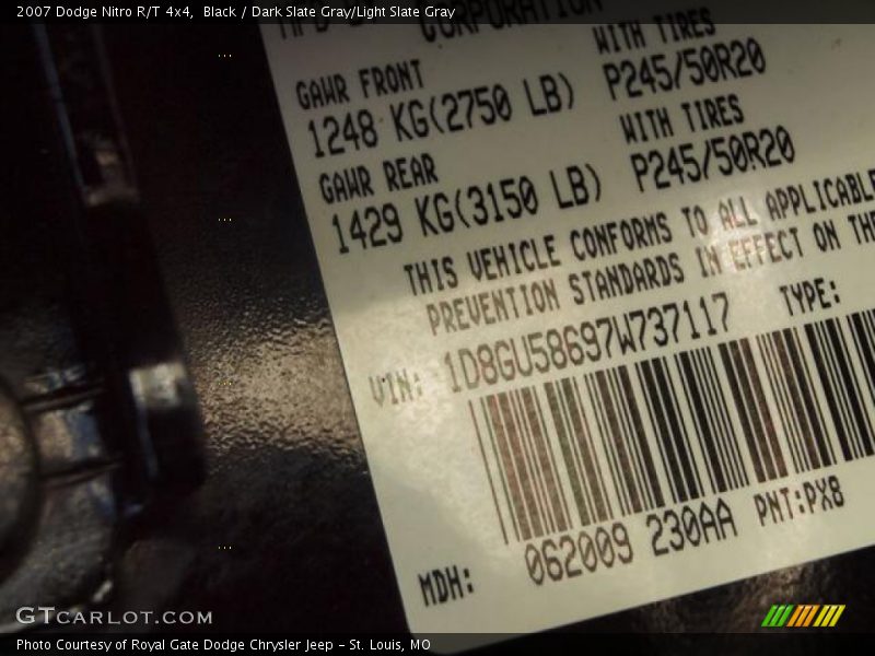 Black / Dark Slate Gray/Light Slate Gray 2007 Dodge Nitro R/T 4x4