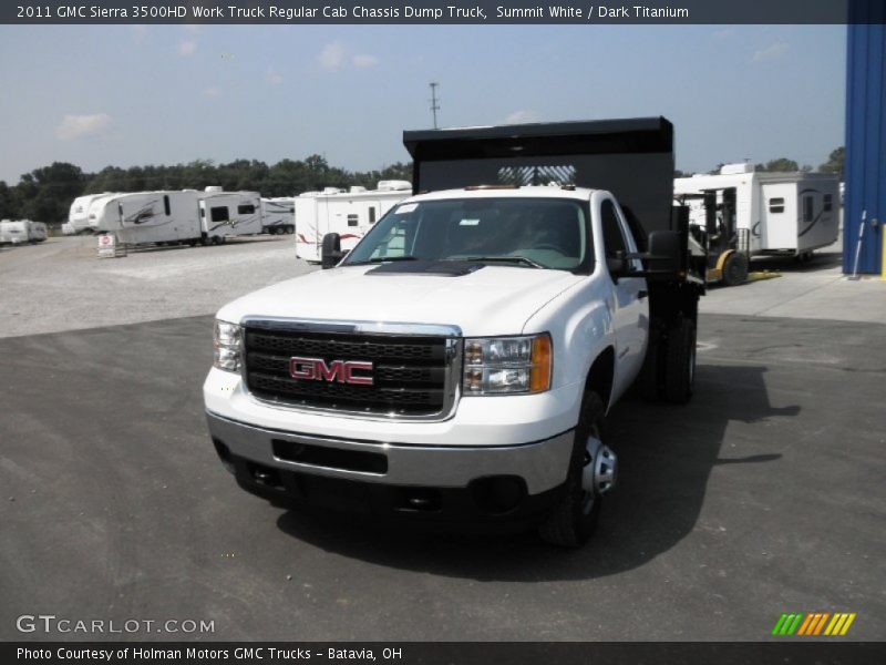 Summit White / Dark Titanium 2011 GMC Sierra 3500HD Work Truck Regular Cab Chassis Dump Truck