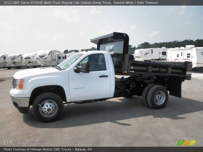 Summit White / Dark Titanium 2011 GMC Sierra 3500HD Work Truck Regular Cab Chassis Dump Truck