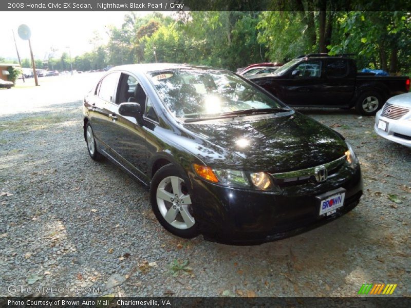 Nighthawk Black Pearl / Gray 2008 Honda Civic EX Sedan