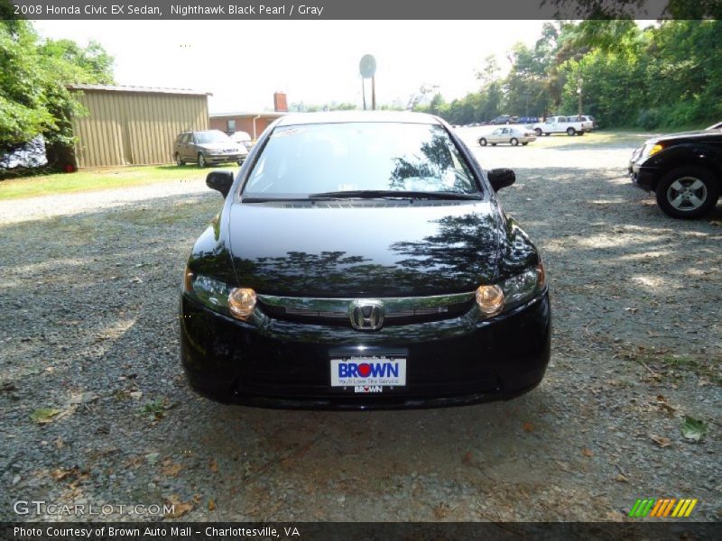 Nighthawk Black Pearl / Gray 2008 Honda Civic EX Sedan