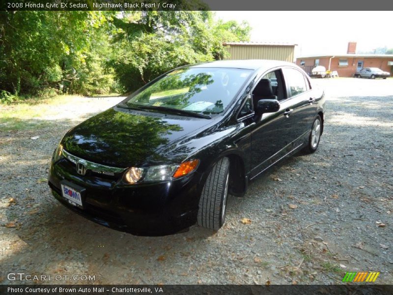 Nighthawk Black Pearl / Gray 2008 Honda Civic EX Sedan