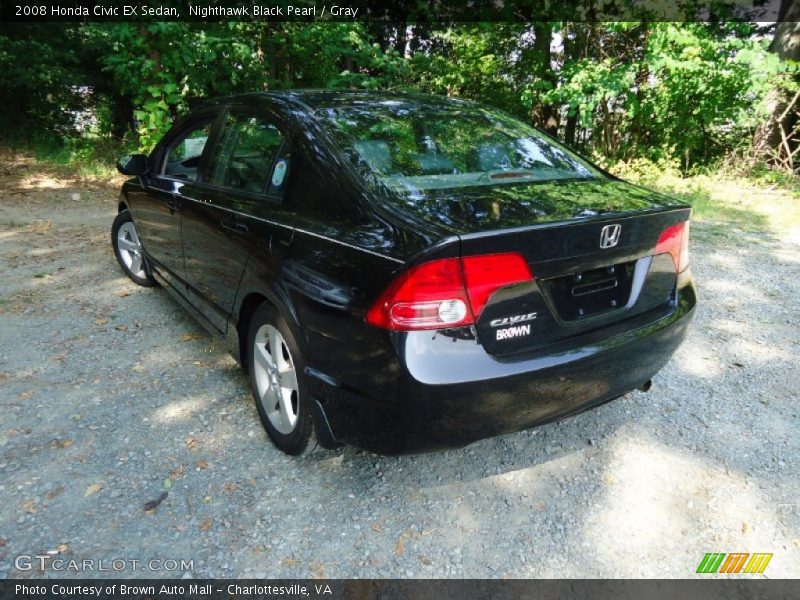 Nighthawk Black Pearl / Gray 2008 Honda Civic EX Sedan
