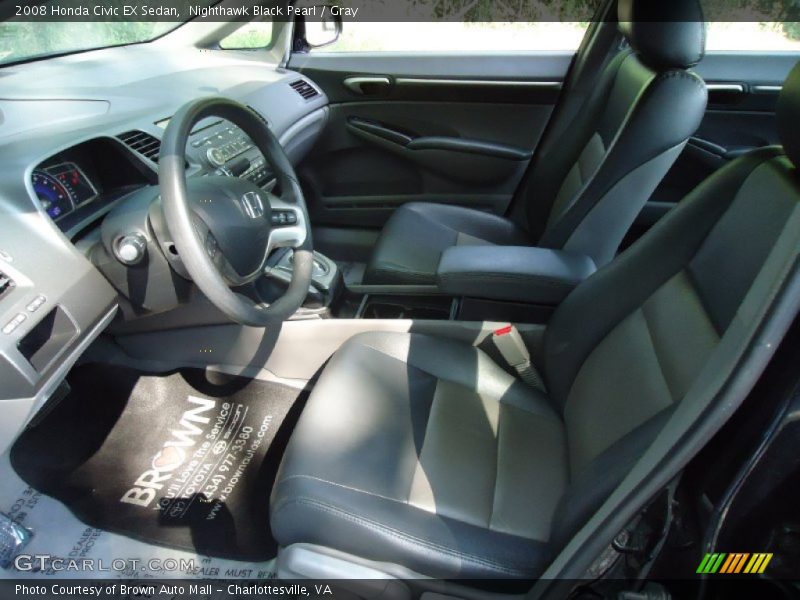 Nighthawk Black Pearl / Gray 2008 Honda Civic EX Sedan