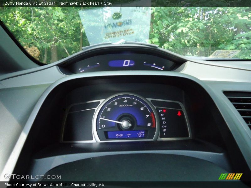 Nighthawk Black Pearl / Gray 2008 Honda Civic EX Sedan