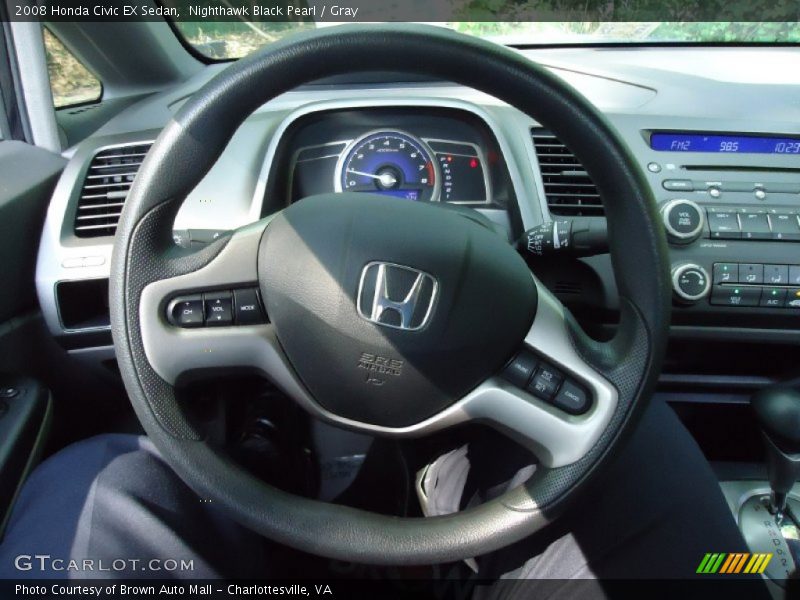 Nighthawk Black Pearl / Gray 2008 Honda Civic EX Sedan