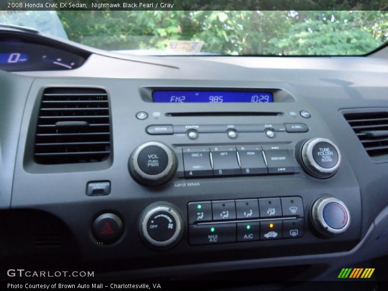 Nighthawk Black Pearl / Gray 2008 Honda Civic EX Sedan
