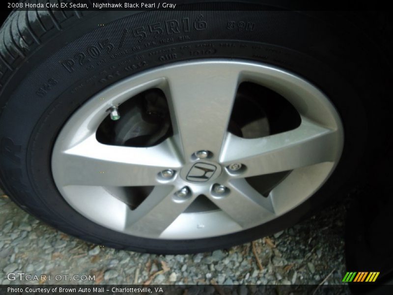 Nighthawk Black Pearl / Gray 2008 Honda Civic EX Sedan