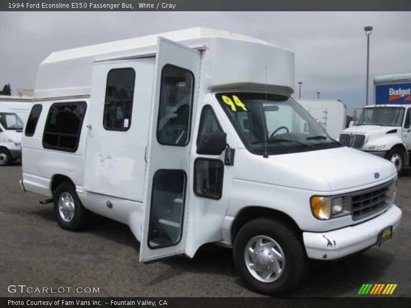 White / Gray 1994 Ford Econoline E350 Passenger Bus