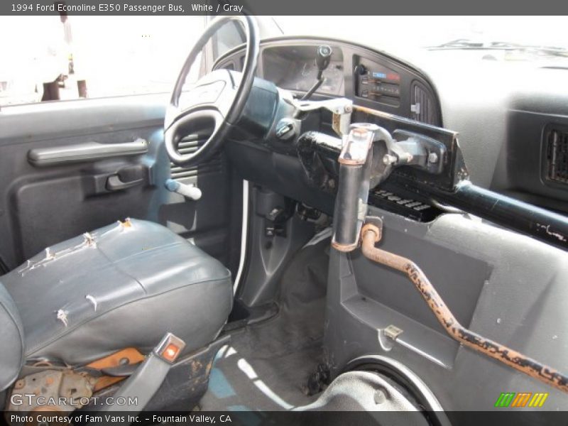 White / Gray 1994 Ford Econoline E350 Passenger Bus