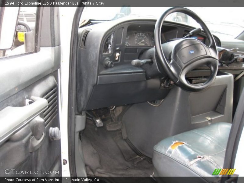 White / Gray 1994 Ford Econoline E350 Passenger Bus