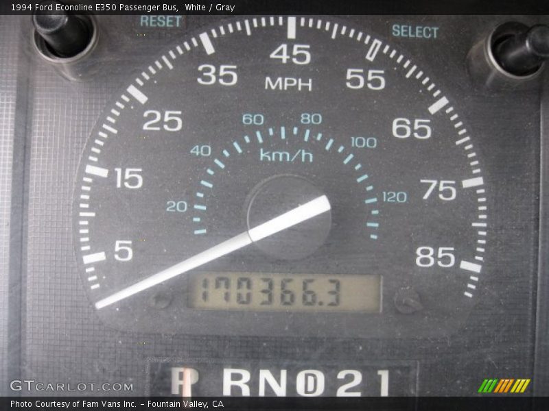White / Gray 1994 Ford Econoline E350 Passenger Bus