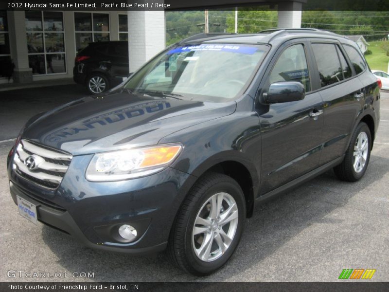Pacific Blue Pearl / Beige 2012 Hyundai Santa Fe Limited