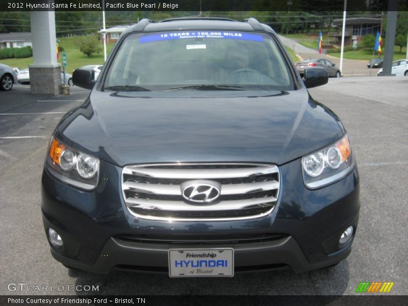 Pacific Blue Pearl / Beige 2012 Hyundai Santa Fe Limited