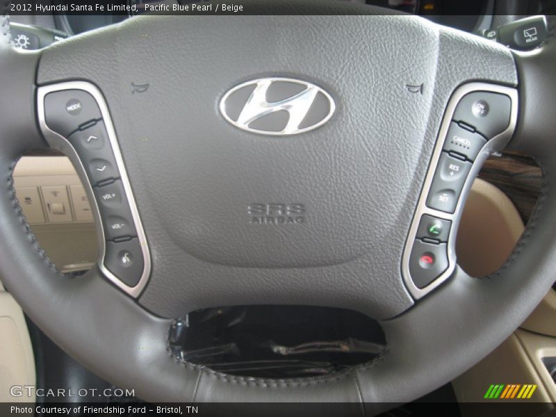 Pacific Blue Pearl / Beige 2012 Hyundai Santa Fe Limited
