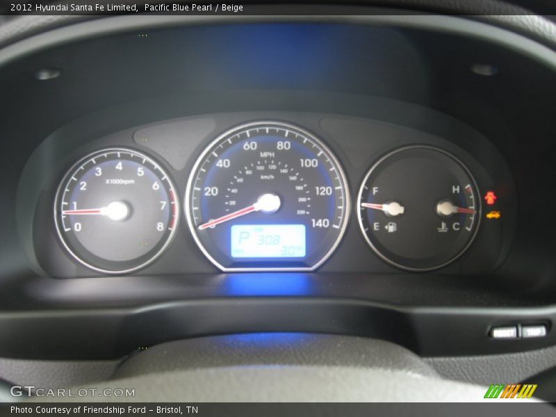 Pacific Blue Pearl / Beige 2012 Hyundai Santa Fe Limited