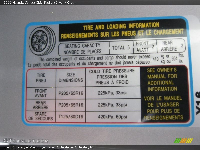 Radiant Silver / Gray 2011 Hyundai Sonata GLS