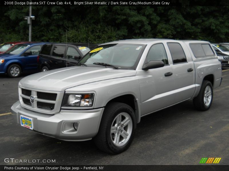 Bright Silver Metallic / Dark Slate Gray/Medium Slate Gray 2008 Dodge Dakota SXT Crew Cab 4x4