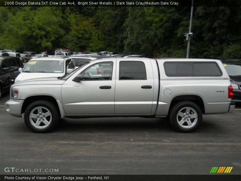 Bright Silver Metallic / Dark Slate Gray/Medium Slate Gray 2008 Dodge Dakota SXT Crew Cab 4x4