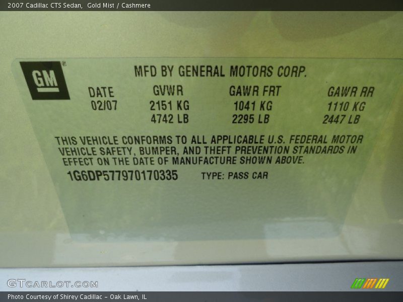 Gold Mist / Cashmere 2007 Cadillac CTS Sedan