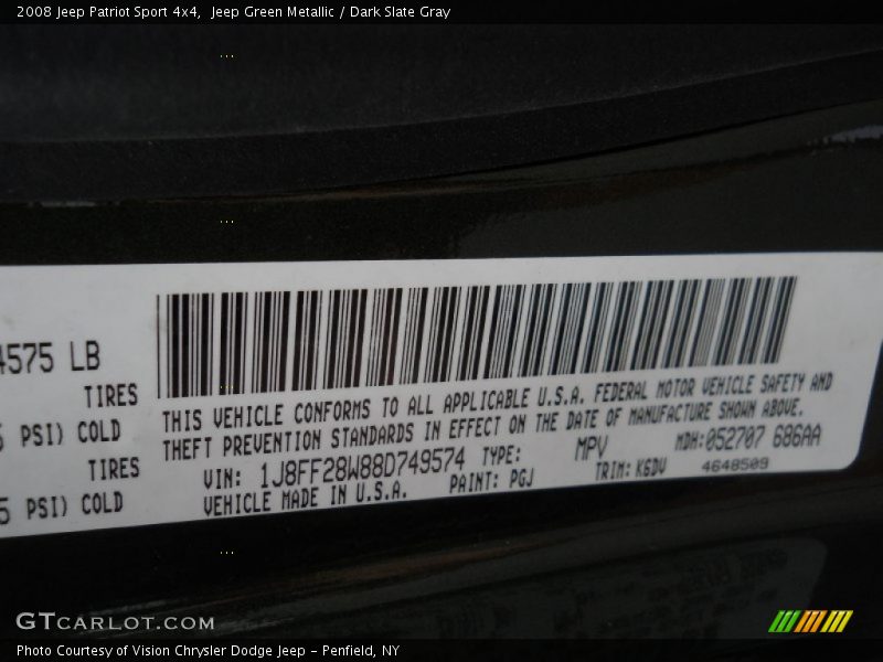 Jeep Green Metallic / Dark Slate Gray 2008 Jeep Patriot Sport 4x4