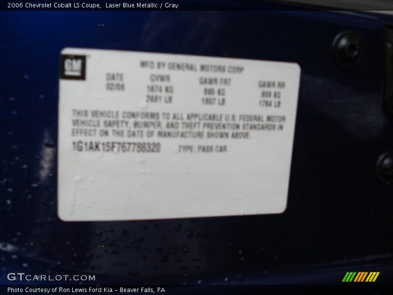 Laser Blue Metallic / Gray 2006 Chevrolet Cobalt LS Coupe