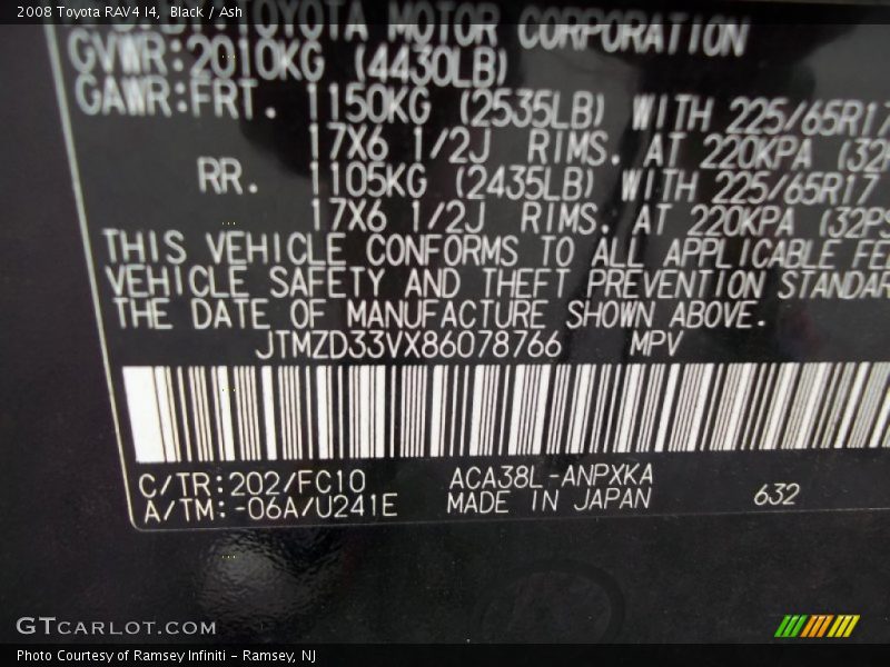 Black / Ash 2008 Toyota RAV4 I4