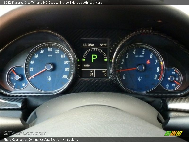 Bianco Eldorado (White) / Nero 2012 Maserati GranTurismo MC Coupe