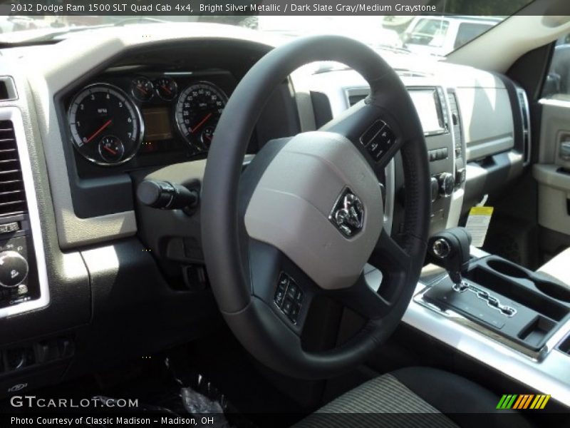 Bright Silver Metallic / Dark Slate Gray/Medium Graystone 2012 Dodge Ram 1500 SLT Quad Cab 4x4