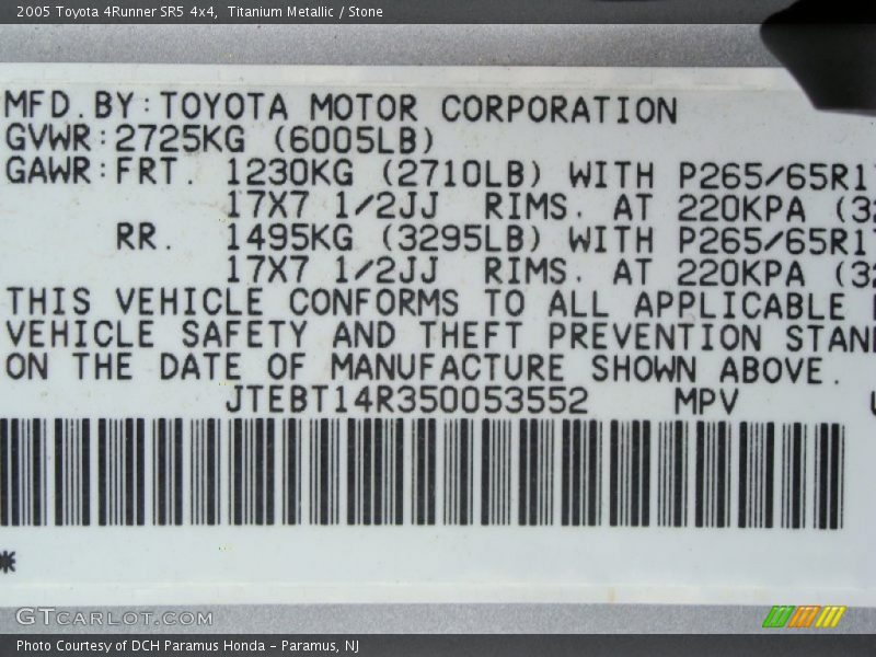 Titanium Metallic / Stone 2005 Toyota 4Runner SR5 4x4