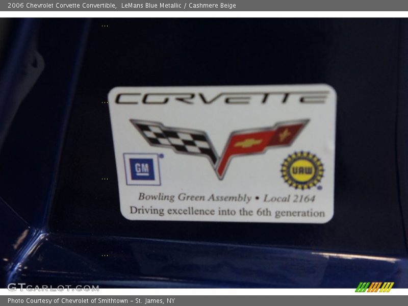 Info Tag of 2006 Corvette Convertible