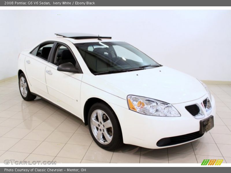 Ivory White / Ebony Black 2008 Pontiac G6 V6 Sedan