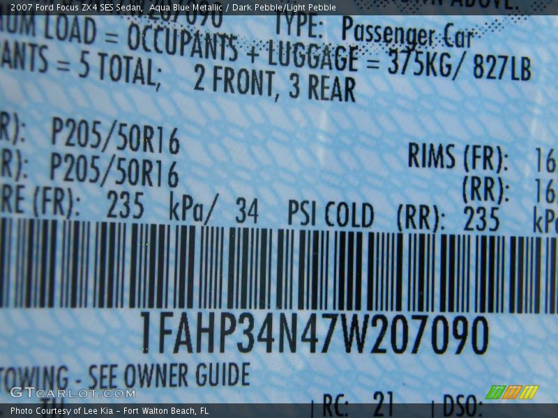 Aqua Blue Metallic / Dark Pebble/Light Pebble 2007 Ford Focus ZX4 SES Sedan