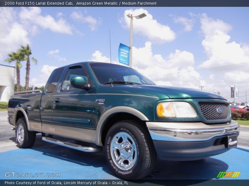 Amazon Green Metallic / Medium Parchment 2000 Ford F150 Lariat Extended Cab